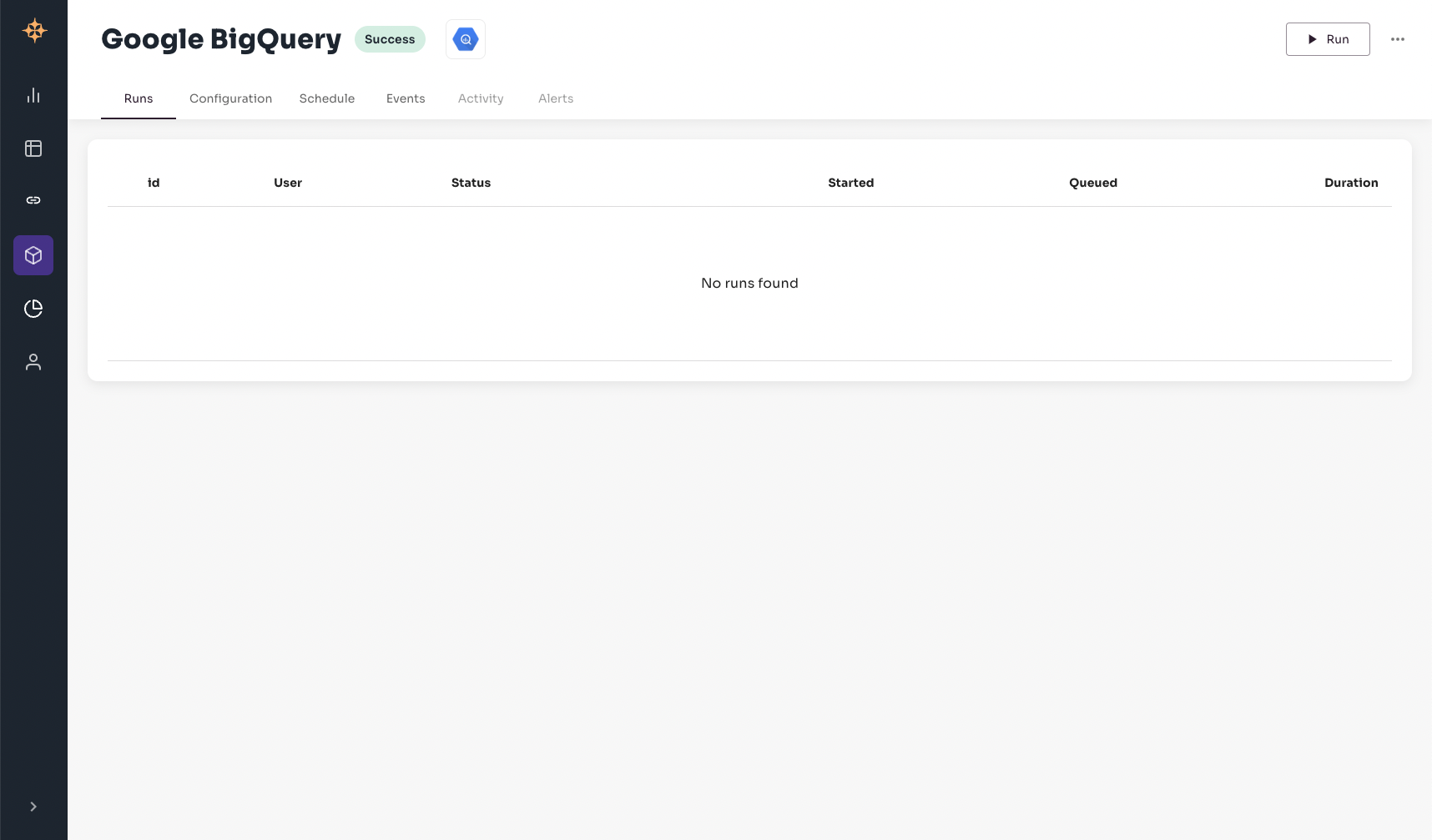 BigQuery Connection page